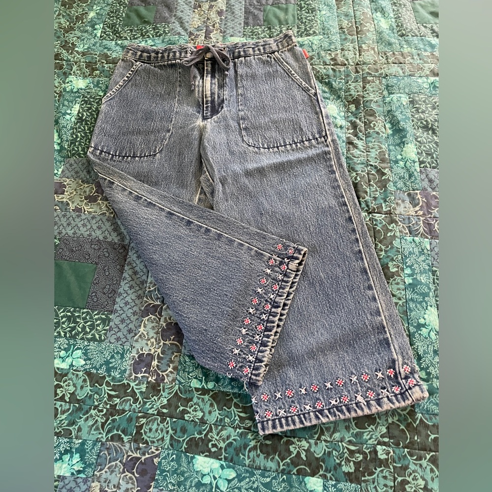 Esprit Blue Denim Capris with Embroidery Girls Size 10